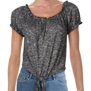 NWT Crave Fame off shoulder black blend tie front top sz XL